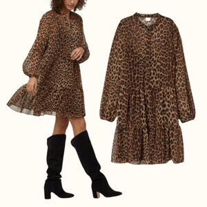 H&M Leopard Print Flowy Chiffon Dress